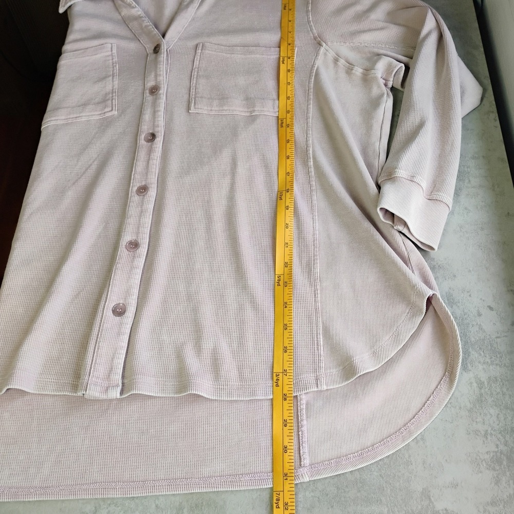 Jane & Delancey Waffle Knit Top Beige Womens XXL Grunge Cozy Oversized Pockets - Picture 8 of 9